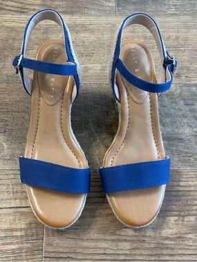 Kelly & Katie Blue Espadrille Wedge Sandals
